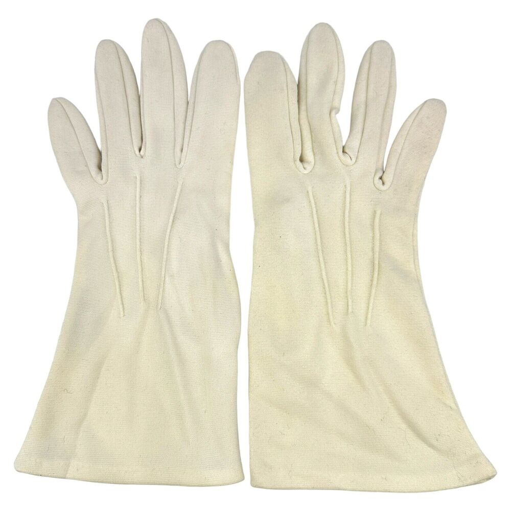Vintage Ladies White Gloves 100% Double Woven Nylon ~‎ Size Medium